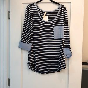 NWT my beloved mixed media striped T-shirt